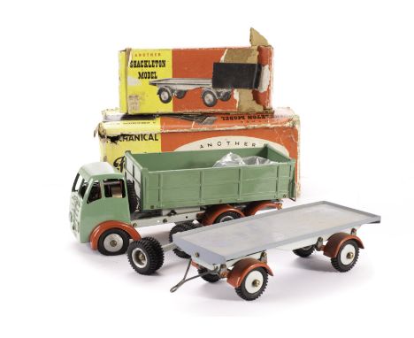 A Shackleton Foden Tipper and Trailer: in factory painted light green (cab appears to have originally been yellow) with grey 