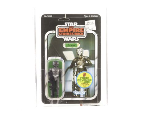 Vintage Kenner Star Wars ESB Zuckuss 3 3/4” Figure, 48 back-C unpunched card, AFA graded 60EX (C60 B85 F90), sealed in Perspe