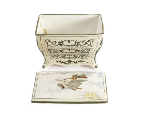 Huntley & Palmers Nursery Rhyme Biscuit Commode, ‘Old Mother Goose’, made by Royal Doulton with chromolithographic decorated 