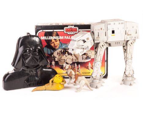 Vintage Star Wars Vehicles & Figures, including ESB Millennium Falcon, ROTJ Scout Walker, Radar Laser Canon, Tri-Pod Laser Ca