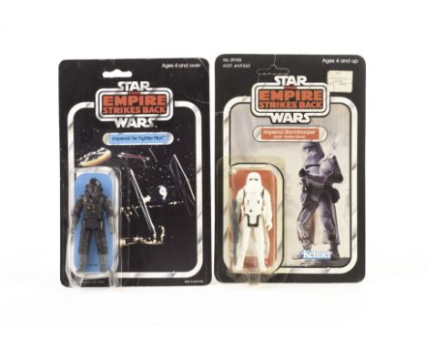 Vintage Palitoy Star Wars ESB Imperial Tie Fighter Pilot 3 3/4” Figure, 45 back punched card, Kenner ESB Imperial Stormtroope