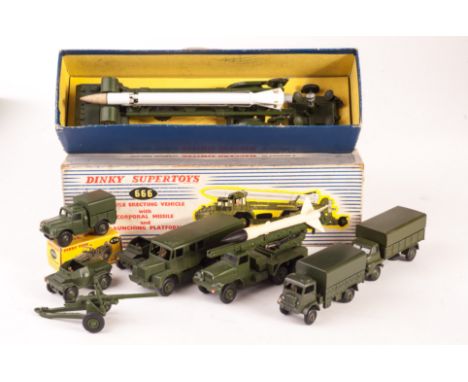 A Dinky Supertoys 666 Missile Erecting Vehicle, with Launching Platform and Corporal Missile, 674 Austin Champ, in original b