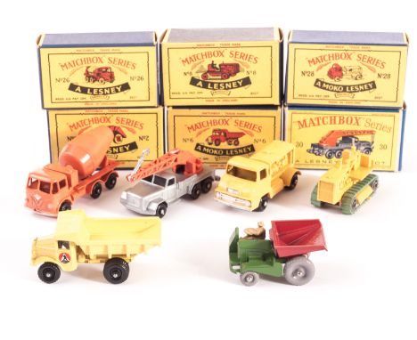Matchbox 1-75 Series Construction Vehicles, 26 Cement Mixer, 8 Caterpillar Tractor, 6 Quarry Truck, 2 Muir Hill Dumper, GPW, 