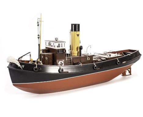 A very well made scratchbuilt model of an Ocean Going Tug ‘Flit’, constructed of wood and metal with electronic drive, L, H, 