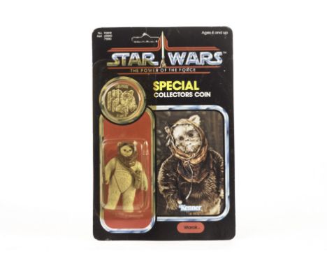 Vintage Kenner Star Wars POTF Warok 3 3/4” Figure, 92 back punched card (tab in place), contained in protective case, figure 