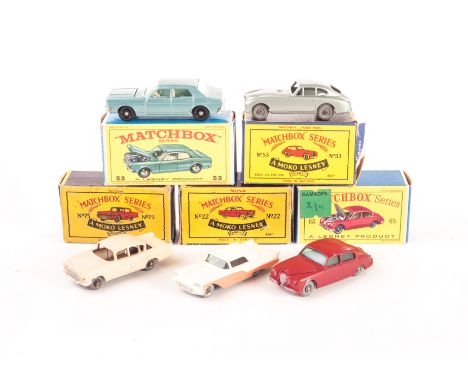 Matchbox 1-75, Superfast & MOY Series Cars, including 1-75 65 Jaguar 3.4, 22 Vauxhall Cresta, 75 Thunderbird, 53 Ford Zodiac,