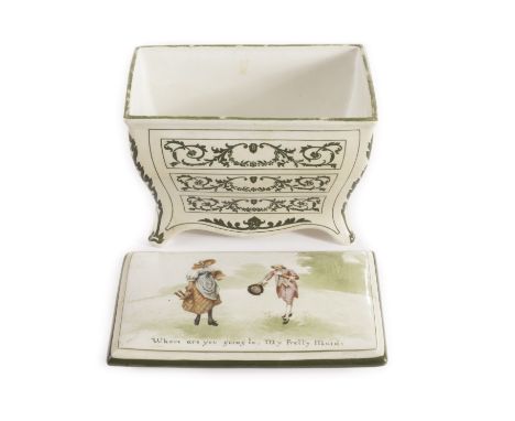 Huntley & Palmers Nursery Rhyme Biscuit Commode, ‘Where are you going to, My Pretty Maid’, made by Royal Doulton with chromol