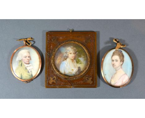 A 19th Century Portrait Miniature, Half-length Portrait of a Classical Female within a tortoiseshell mount 10cm x 8.5cm toget