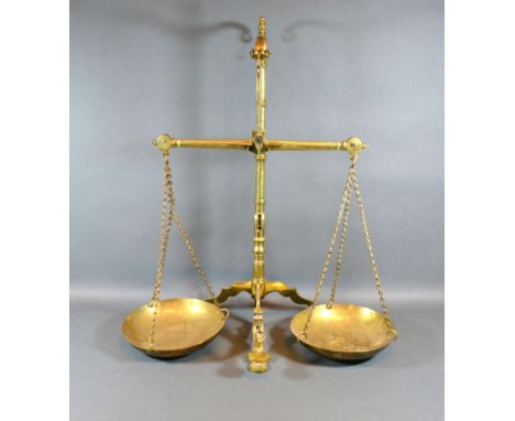 A Set of Brass Balance Scales by Doyle &amp; Sons London, 56 cms tall 