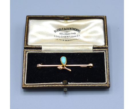 A 9ct Gold Opal Set Bar Brooch within fitted case, 2.4 grams 