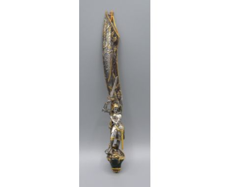 A Late 19th Century French Silver Gilt Paper Knife by Alphonse Giroux, Paris Retailed by Garrard &amp; Co Ltd in the form of 