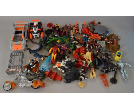 A mixed lot of Action Figures, vehicles and accessories including Marvel, Action Man and Hasbro Ghost Rider items. All unchec
