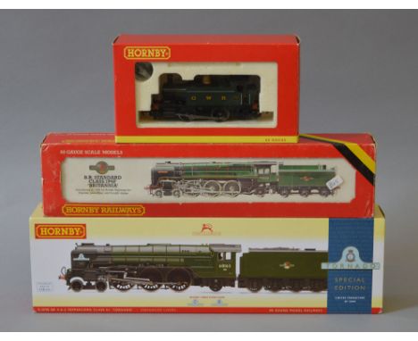 OO Gauge. Hornby 3 x locomotives. R3098 DCC ready BR A1 class "Tornado", R2431 GWR 0-4-0 tank 101 & R.063 BR Brittania class 