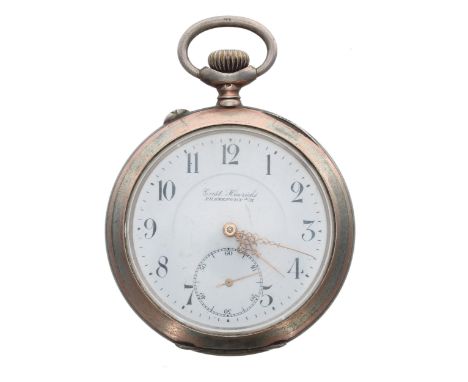 Continental silver (0.800) lever pocket watch, unsigned movement, no. 2026190, hinged cuvette engraved with the imperial Germ