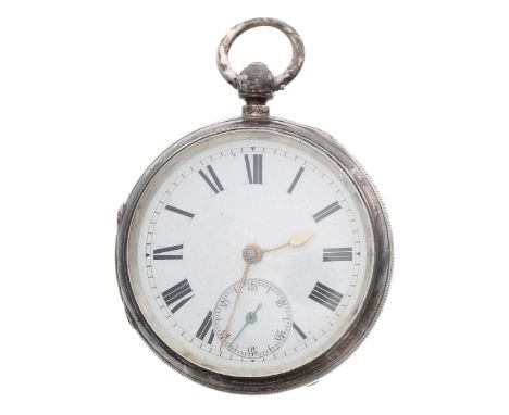 Late Victorian silver fusee lever pocket watch, Chester 1902, unsigned movement, no 4861, with plain balance cock with engrav