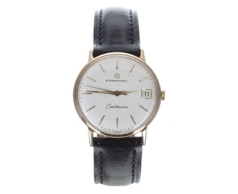 Eterna-Matic Centenaire 9c gentleman's wristwatch, black leather strap with a plated Eterna buckle, 33mmMovement - currently 