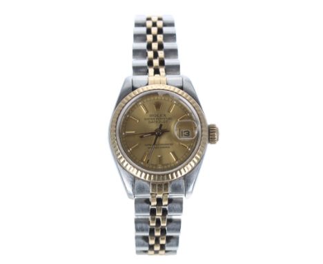 Rolex Oyster Perpetual Datejust gold and stainless steel lady's wristwatch, reference no. 69173, serial no. L626xxx, circa 19
