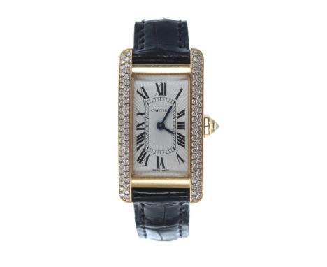 Fine Cartier Tank Americaine 18ct diamond set lady's wristwatch, reference no. 2482, serial no. 2709xx SE, silvered Roman num