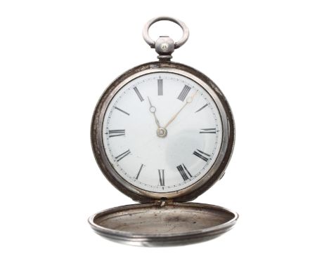 Victorian silver verge hunter pocket watch, London 1864, the fusee movement signed Johnson, Grays Inn Passage, no. 1159, with