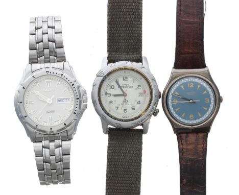 Three Quartz gentleman's wristwatches to include Seiko SQ100, Swatch and Timex Expedition (3) 