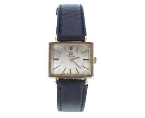 Omega 18ct rectangular cased lady's wristwatch, case no. 142xx 6x, serial no. 162239xx, circa 1958, rectangular silvered dial