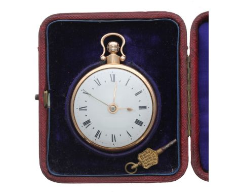 Interesting early 19th century 18ct alarm duplex pocket watch, London 1809, unsigned two train fusee duplex movement striking