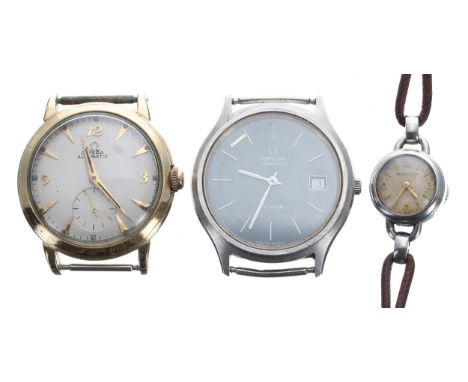 Three wristwatches for repair to include an Omega 'bumper' automatic gold plated gentleman's wristwatch, 34mm; Omega De Ville