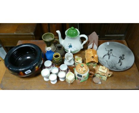Australian Doulton wall plates, modern Poole Pottery bowl, Cottage ware, tea ware etc. 