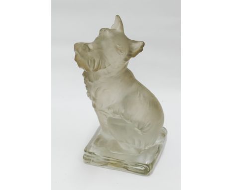 Goebel Hummel frosted glass model of a seated Scotty dog, signed Goebel and dated 1979 22cm tall 