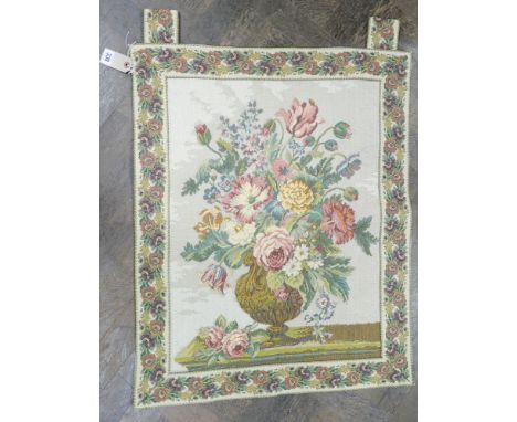 Modern Buckingham tapestry panel depicting vase of flowers 84 x 66cm 