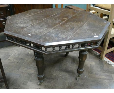 Turn of the century octagonal occasional table with bobbin turned frieze 