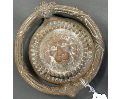 Bronze Sandringham lion door knocker 