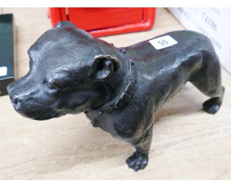 Iron bronze effect Staffordshire Bull Terrier figure 