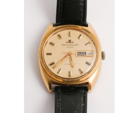 Gents vintage Jaeger-LeCoultre Club automatic wristwatch in gold plated and stainless steel case, gold face with baton marker