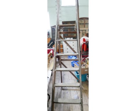 Pair of wooden steps by Drew Clarke & Co. Ltd Diamond Ladder Works by Appointment to the Queen