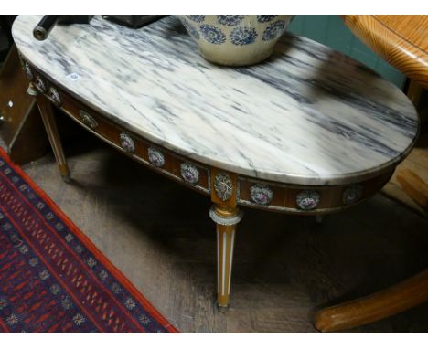 Vintage oval marble topped coffee table in the French style 