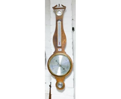 Georgian style mahogany banjo barometer with satinwood stringing by Comilli Holborn