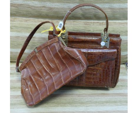 Two 1930's crocodile vintage handbag 