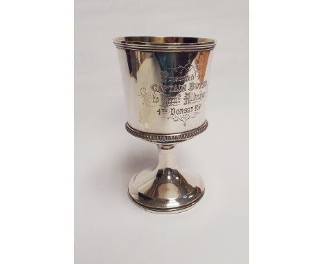 George III silver goblet.  Dorset military interest.  With inscription Captain Butts to lieutenant Aldridge Dorset Rifle Volu