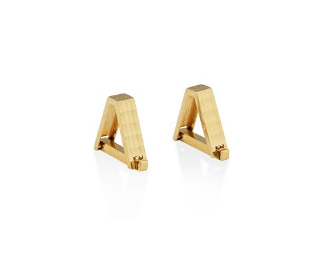 HERMES: PAIRE DE BOUTONS DE MANCHETTE OR Poinçons français pour l'or 18K (750°/00), poinçons de maître, un bouton de manchett