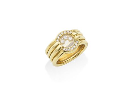 CHOPARD: BAGUE DIAMANTS, 'HAPPY DIAMONDS'Ornée de diamants taille brillant, poinçon français d'occasion pour l'or 18K (750°/0