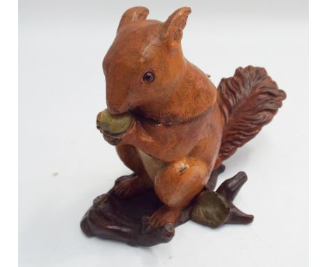Cold painted bronze inkwell modelled as a red squirrel, 11cm high 