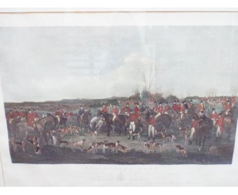 Large Victorian coloured print depicting The Bedale Hunt 22" x 31"