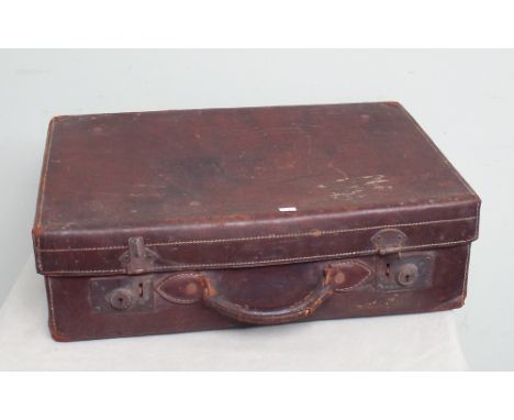 Brown leather vintage suitcase 