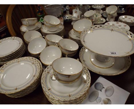 Turn of the century Copenhagen porcelain tea service comprising comport, side plate, tea cups and saucers, marked Denmark B&G