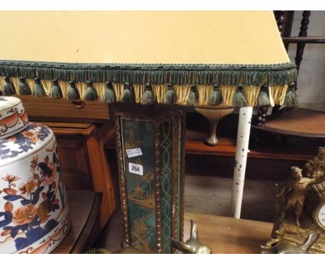 Large table lamp and shade, decorated with oriental scenes