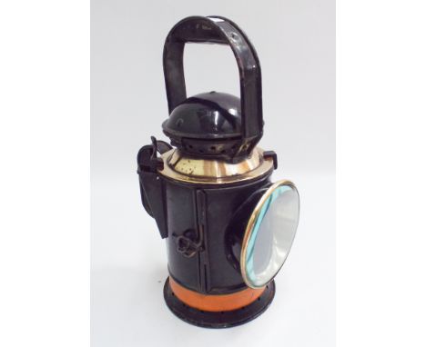 Old tin and brass railway lamp 