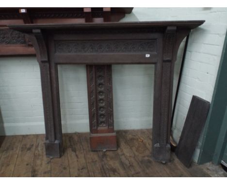 1920's oak fire place surround - mantlepiece shelf measures 62" long 