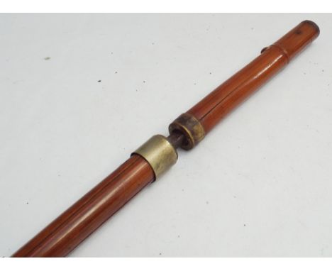 Old cane sword stick with steel engraved blade 3' long   Condition - the cane has splitting 
