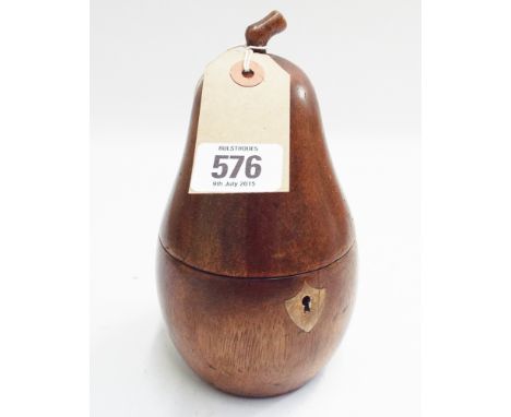 Georgian style fruit wood tea caddy modelled as a pear 18cm high 